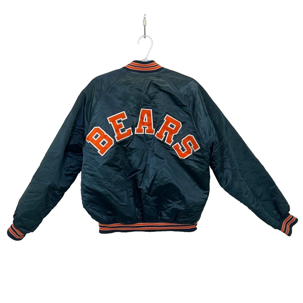 VNTG Chicago Bears Jacket Men XL Chalk Line NFL Satin Bomber 80s Sport USA